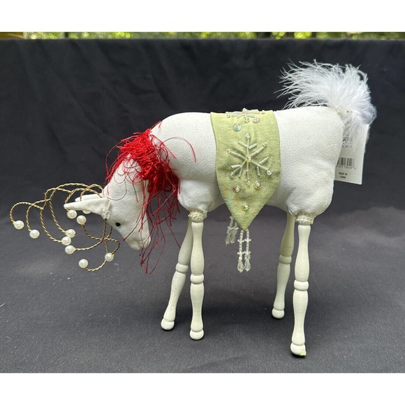 GERSON 13” White Christmas Deer Wood Legs Feather Tail Stunning S15 - Picture 4 of 10